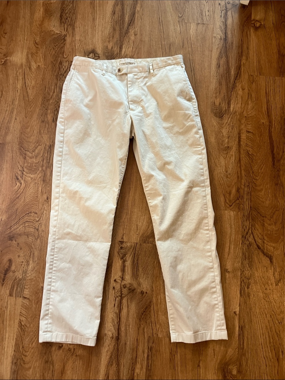 Proper cloth Men's Straight-Leg Pants Cream 37 x30.5”